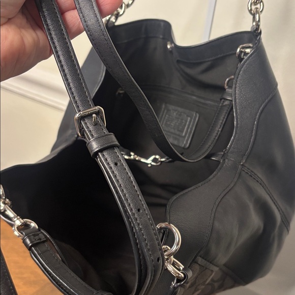 COACH LEXY signature jacquard canvas & leather trim shoulder/crossbody bag- EUC - Picture 13 of 15